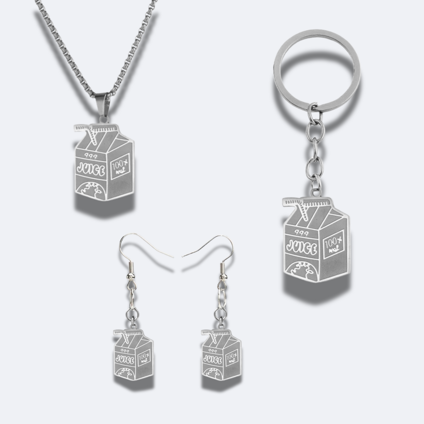 Juice WRLD 'Juice Box' Collection (Chain, Keychain, Earrings) | Stainless Steel. Heat Proof. Water Proof. Suitable for Sensitive Skin.