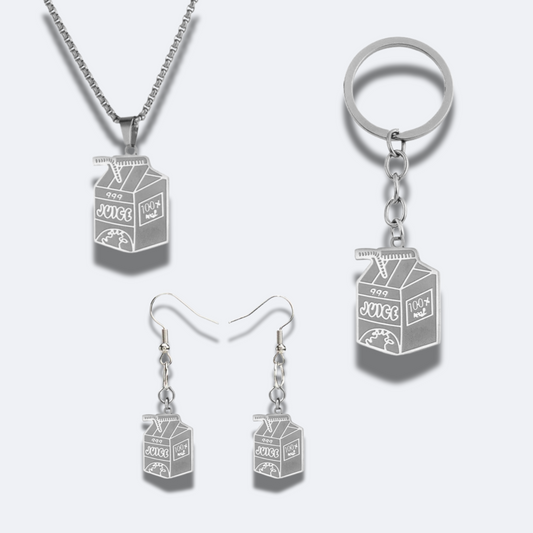 Juice WRLD 'Juice Box' Collection (Chain, Keychain, Earrings) | Stainless Steel. Heat Proof. Water Proof. Suitable for Sensitive Skin.